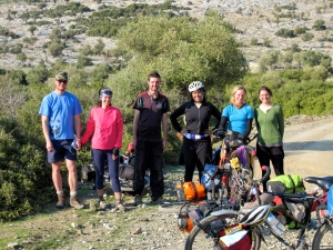 Random collection of touring cyclists from all over the world converge on a hillside outside Alexandropoli??